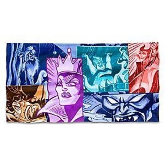 Disney Parks Villains Evil Queen Ursula Maleficent Captain Hook Beach Towel - Picture 1 of 9